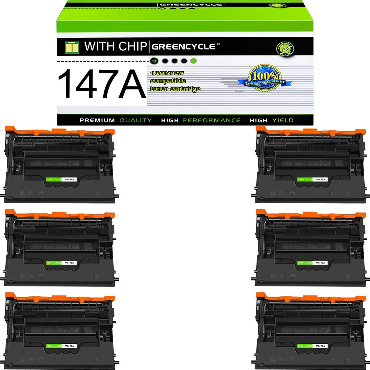 GREENCYCLE GREENCYCLE 147A W1470A Black Toner Cartridge 6-Pack 10500 Pages — product photo