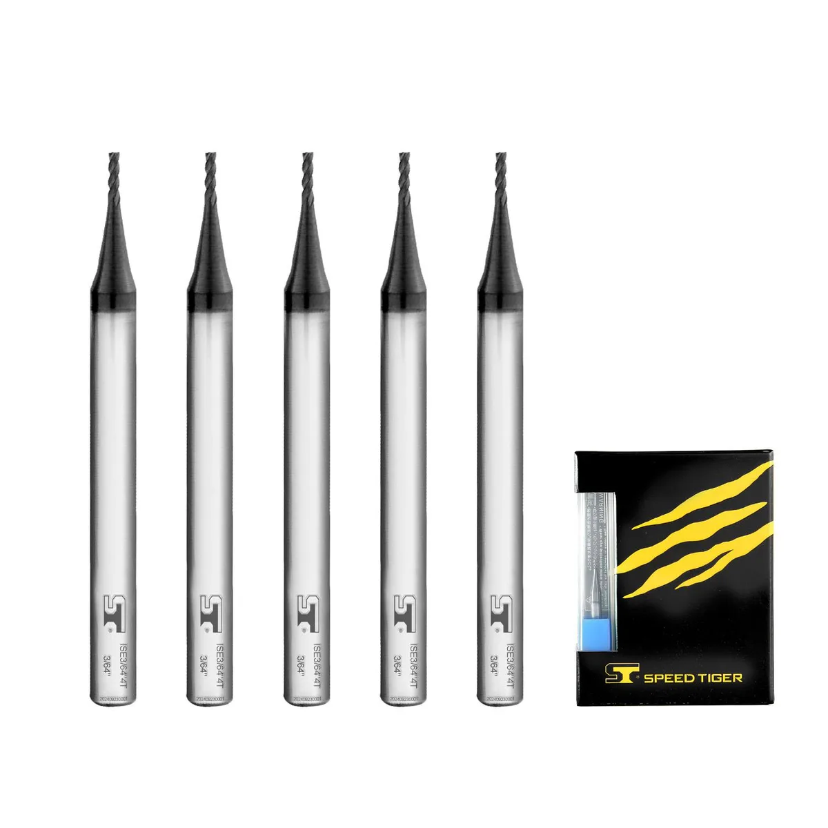 SPEED TIGER SPEED TIGER Micrograin Carbide Square End Mill 4 Flute ISE1/8 4T 5 Pieces 1/8 — product photo