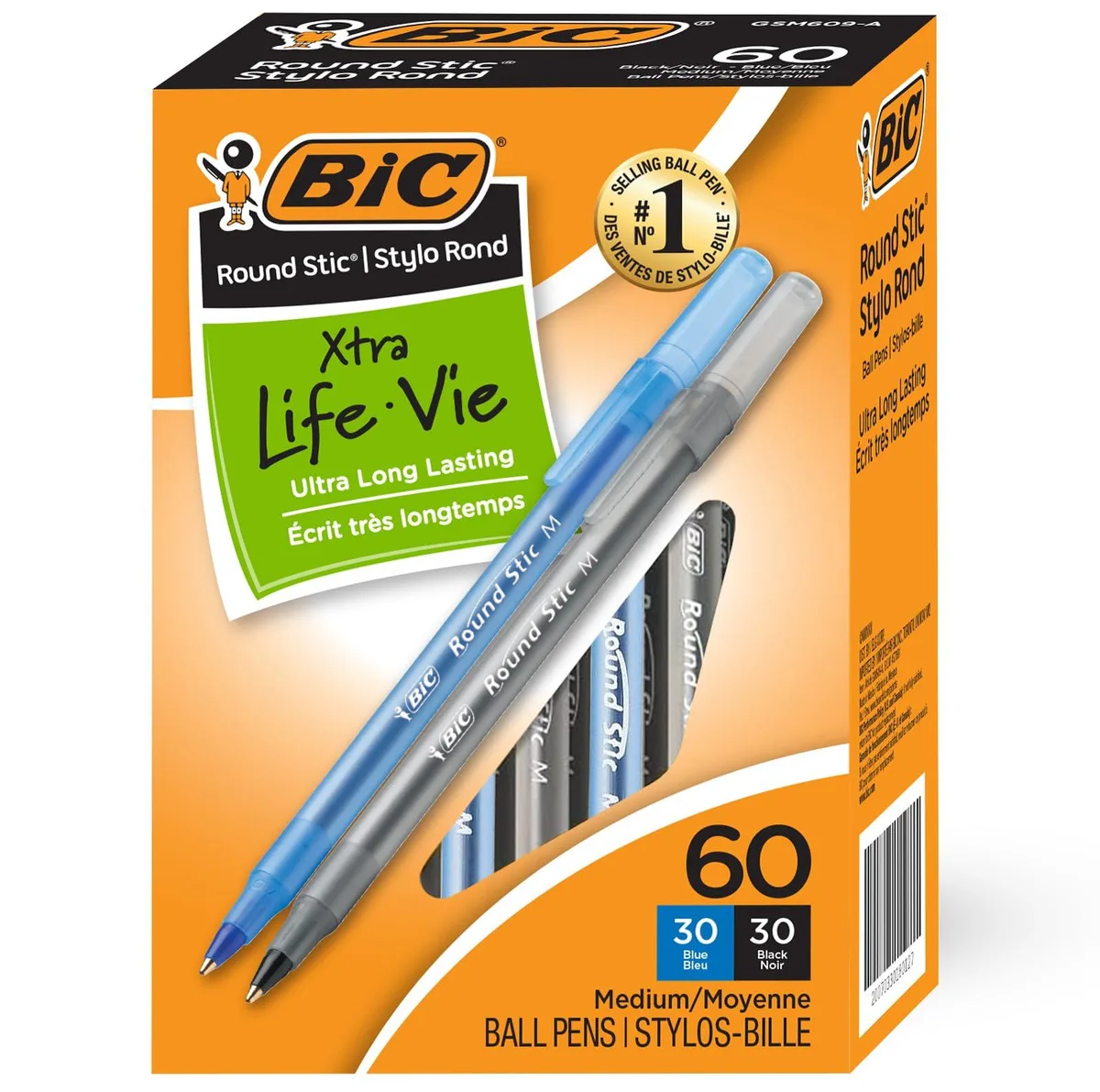 Blue ballpoint pens in bulk box, medium point 1.0 mm