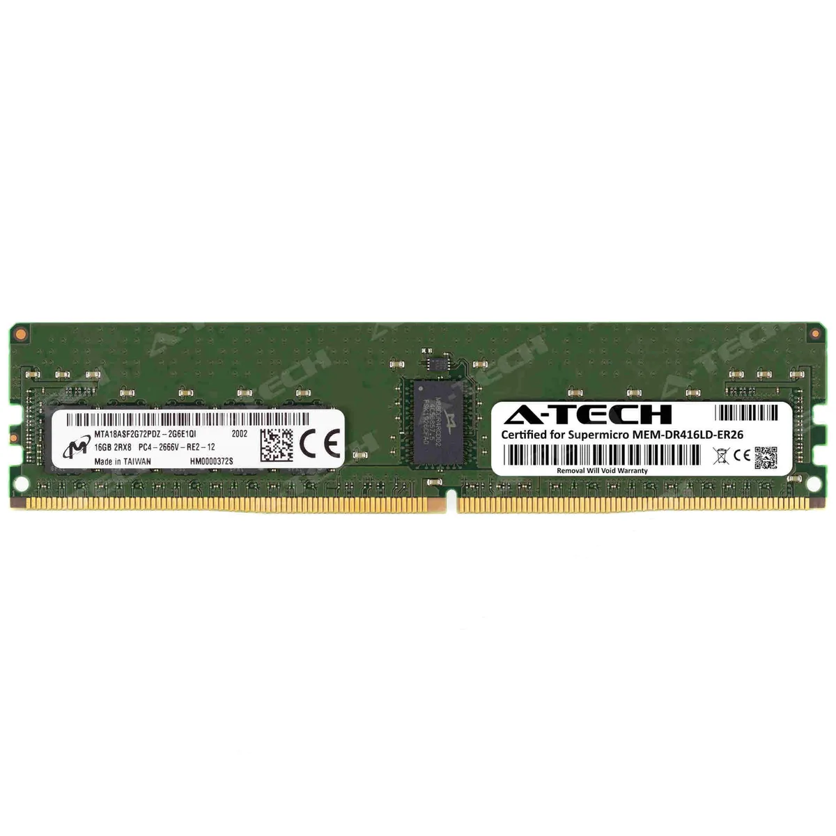 A-Tech A-Tech Supermicro Certified MEM-DR416LD-ER26 16GB DDR4 2666MHz ECC RDIMM server RAM — product photo