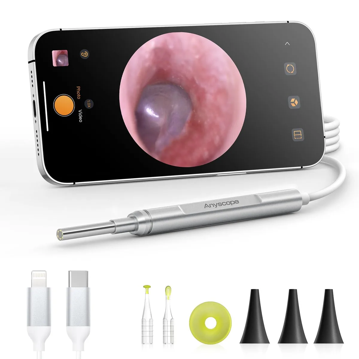  AnyScope ASAKE390S-S Digital Otoscope Silver — product photo