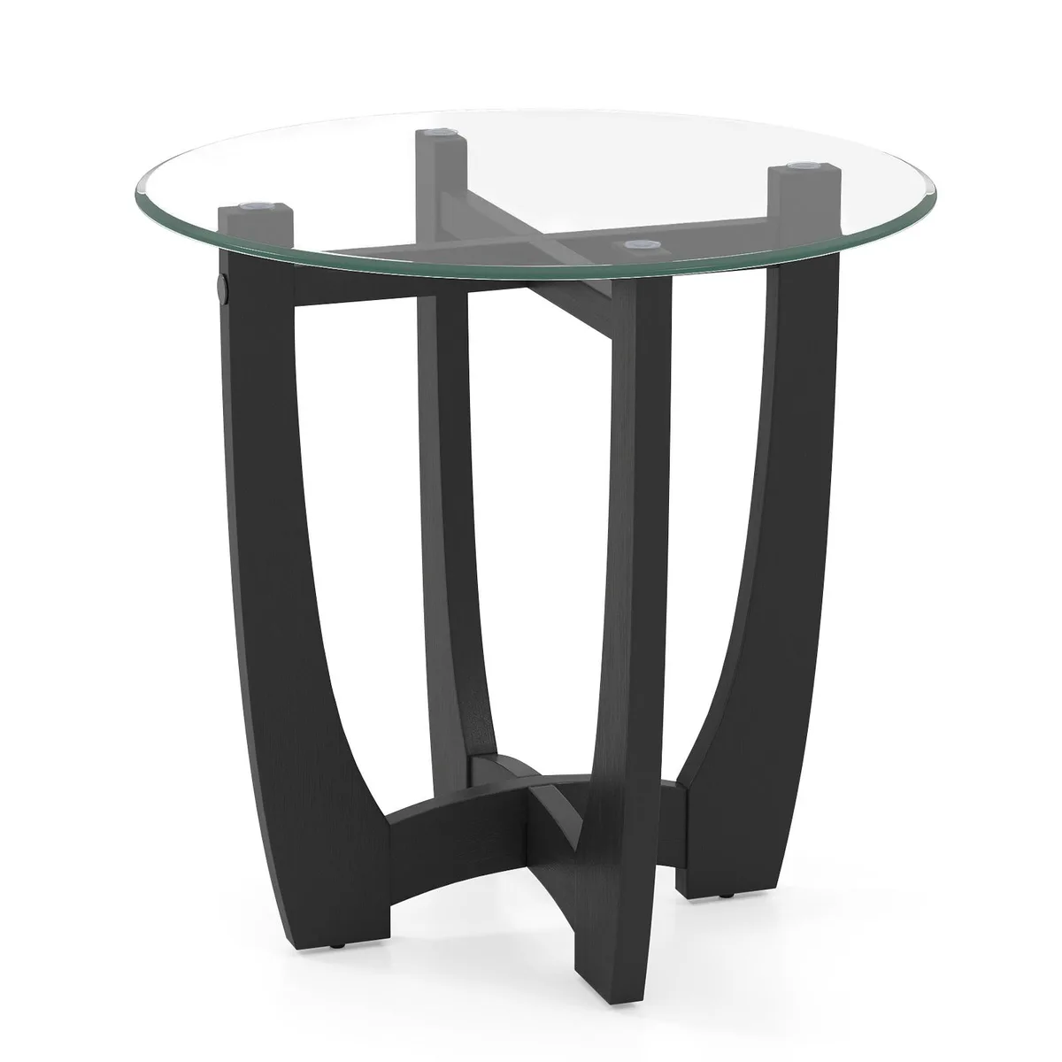SlickBlue SlickBlue 23.5" Round End Side Table Tempered Glass Black — product photo