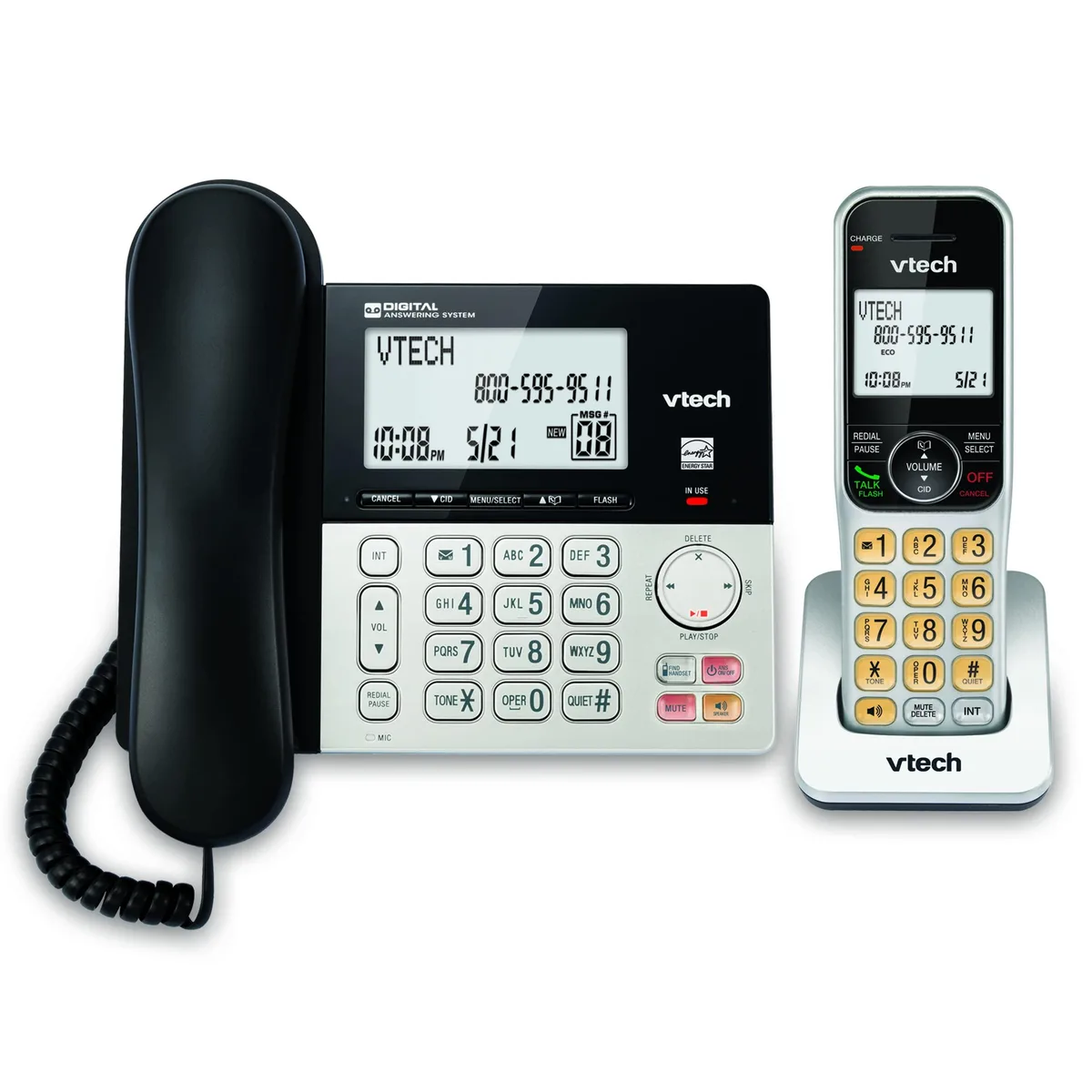  VTech VG208 DECT 6.0 corded phone with answering machine — product photo
