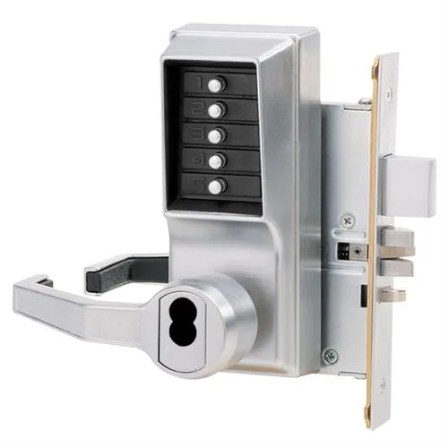 Simplex Simplex 8148S-LH-26D satin chrome mechanical pushbutton mortise left-hand lever lock for LFIC Schlage cores — product photo