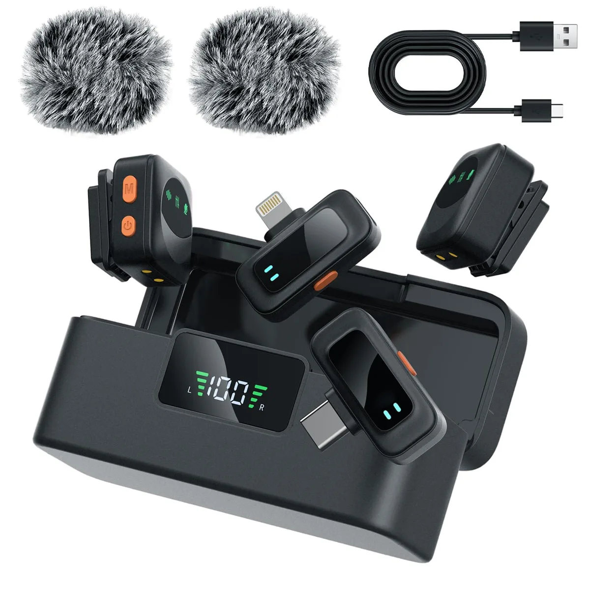 LIZHUZHONG SX36 Wireless Lavalier Microphone System (2TX+2RX+Case) Black — product photo