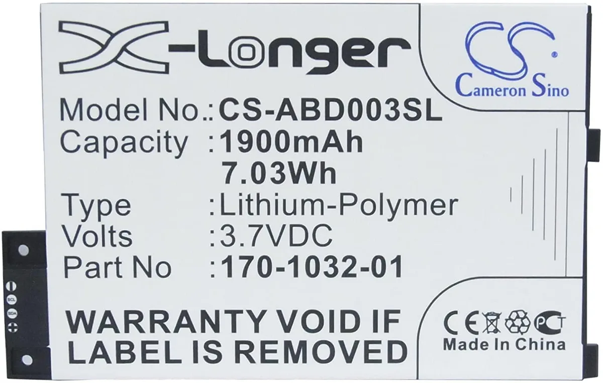 myVolts myVolts replacement battery for AMZ K 3, K III, K 3 Wi‑fi, K 3G, Graphite 3.7V 1900mAh — product photo