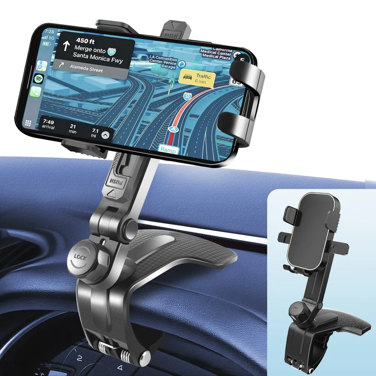  CHDFKKD Universal Car Phone Holder Mount Dashboard 360 Degree Rotation Black 4 to 7 inch Smartphones — product photo