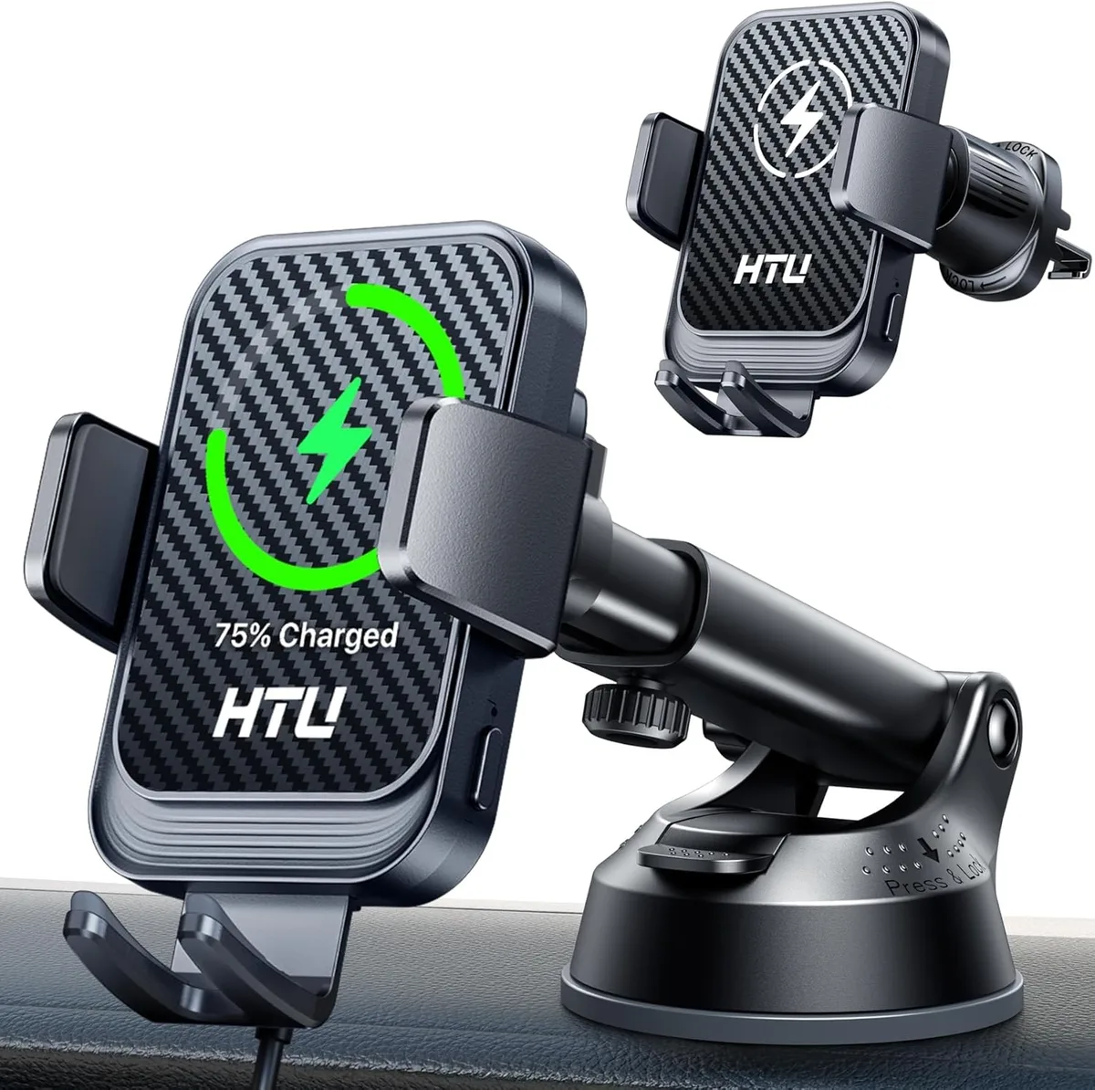 Keyence Keyence Wireless Car Charger 15W Auto Clamping Phone Mount (Black) — product photo