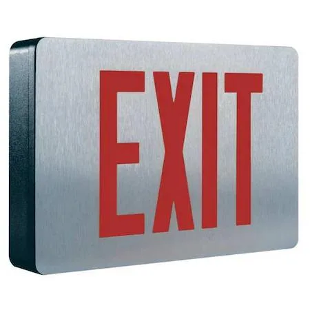 Black aluminium exit sign housing, single red face, universal mount, LED illuminated