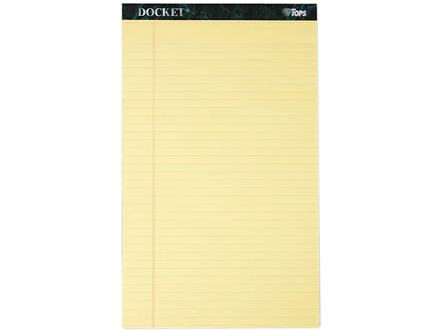 TOPS TOPS 63580 Docket Ruled Perforated Pad, Legal Rule, Canary, 12 x 50-Sheet — תמונת המוצר