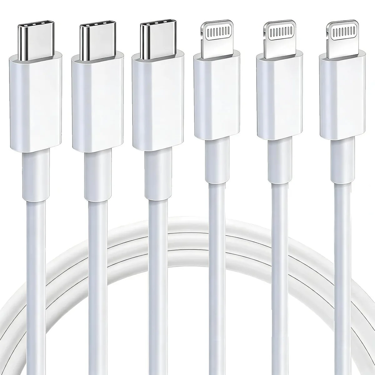 MCHOSE MCHOSE USB-C to Lightning Cable 3-Pack 10 ft White — product photo
