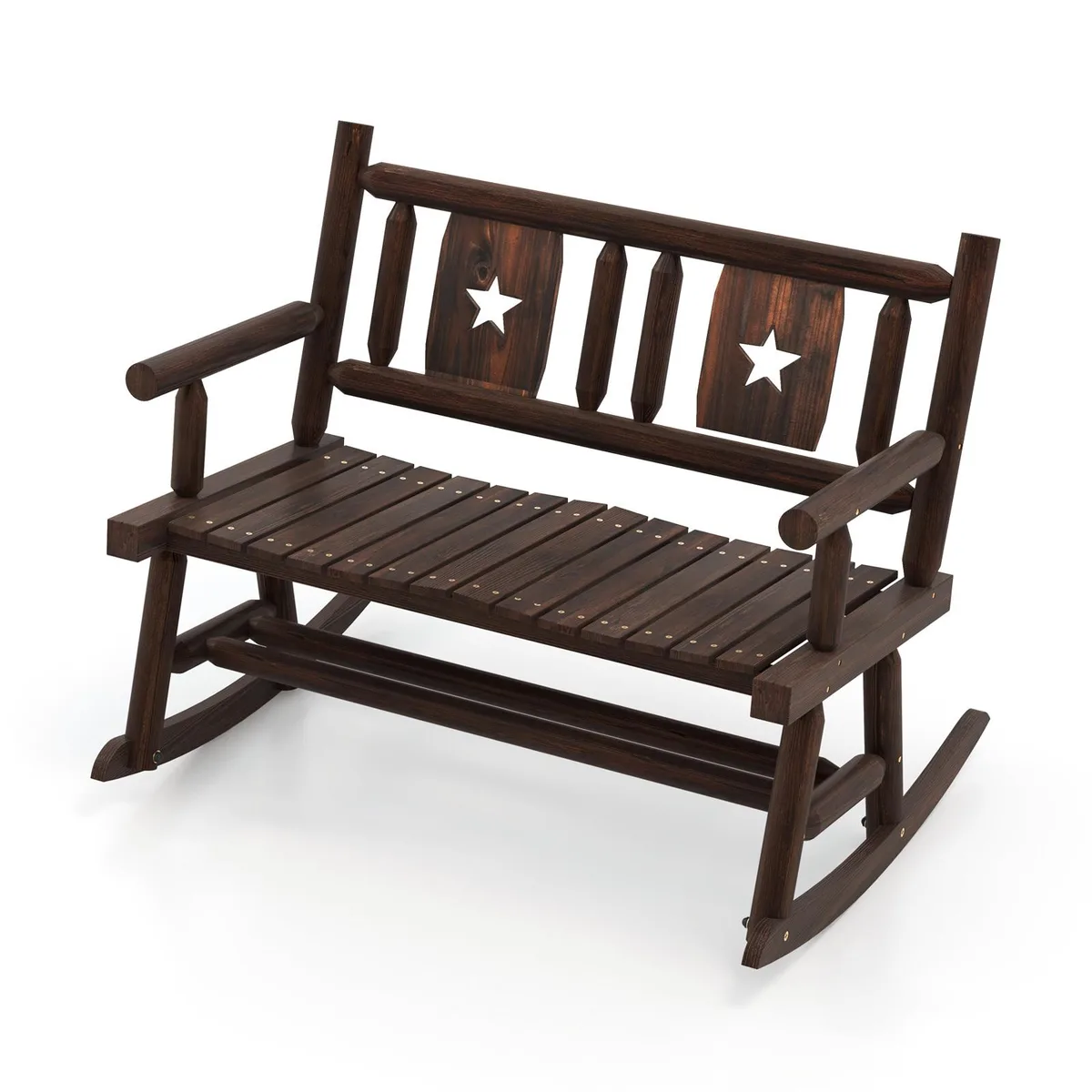 SlickBlue SlickBlue Patio Rocking Bench Double Rocker Chair Rustic Brown — product photo