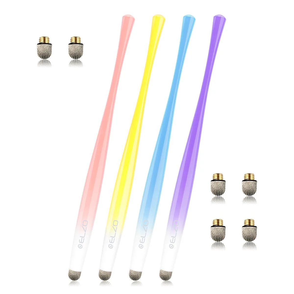  ELZO Capacitive Stylus Pens 4 Pack Blue Purple Yellow Pink — product photo