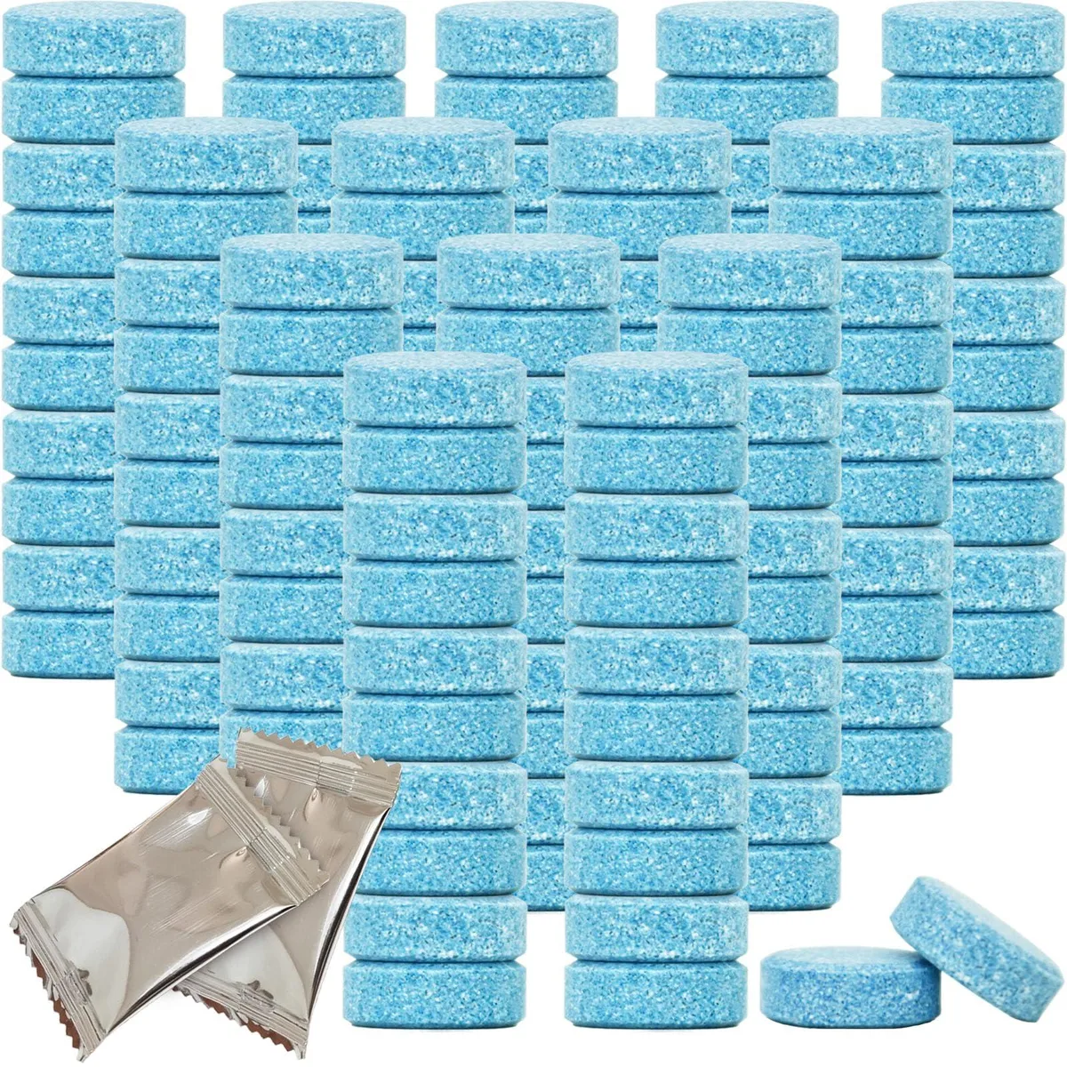 White effervescent tablets in bulk packaging, 400 pieces total