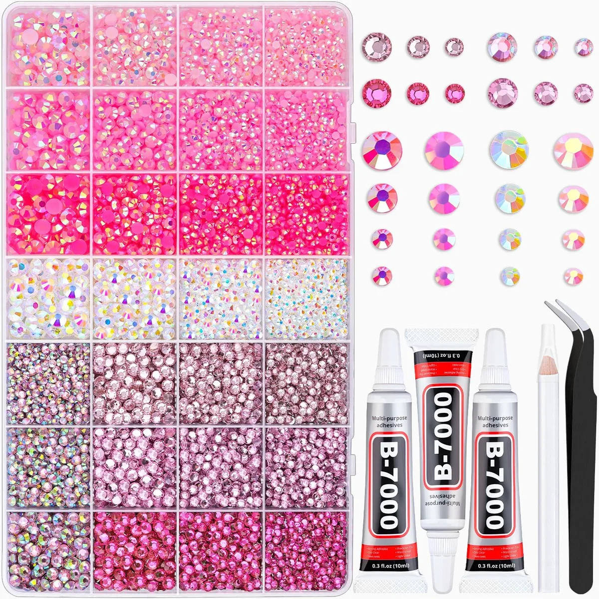 None Continuous None Continuous 20000 Pcs Pink Resin Rhinestones Kit with 3Pcs B7000 Glue — product photo