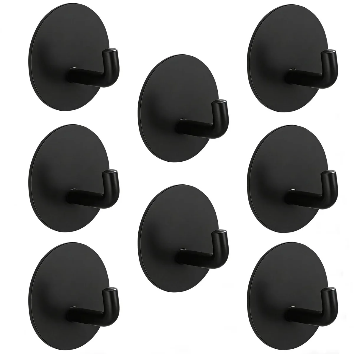 Eight matte black round hooks 1.77 inch SUS304 stainless steel