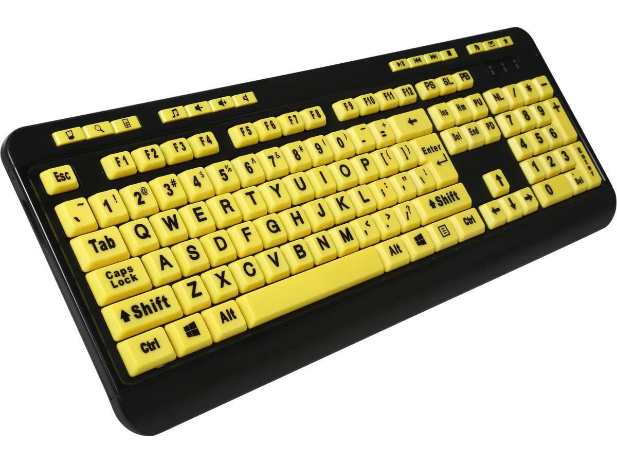 Adesso Adesso AKB-132UY EasyTouch 132 USB keyboard 104 keys black yellow .80 x 17.70 x 6.60 — product photo