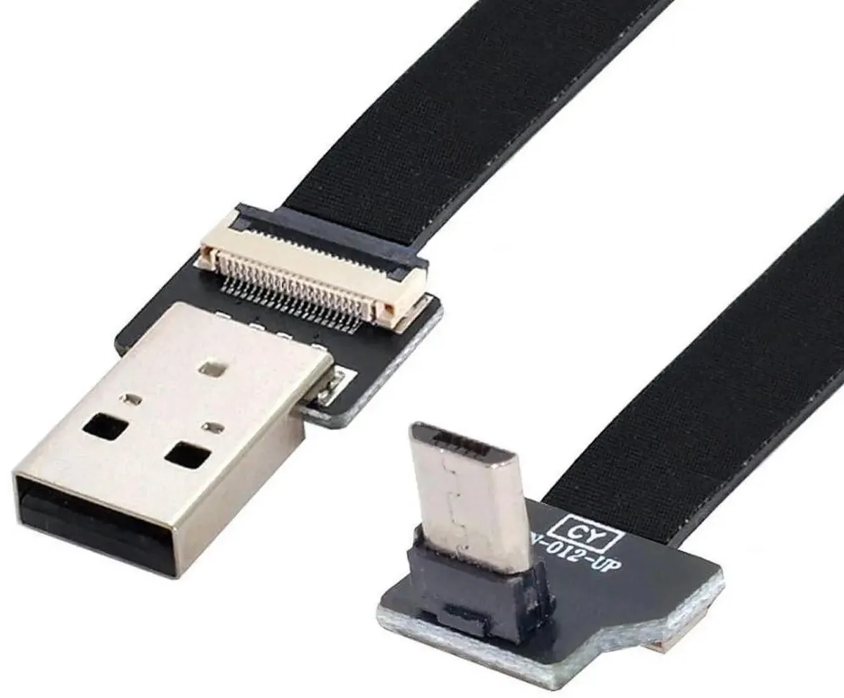 SMUGDESK SMUGDESK Micro USB Flat Ribbon Cable 2.0M 90° Up Angled Male to Male — product photo