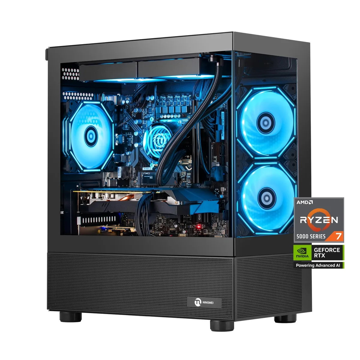 NINGMEI NINGMEI Ryzen 7 5700X RTX 5060 32GB DDR4 1TB NVME 240 Liquid gaming PC — product photo