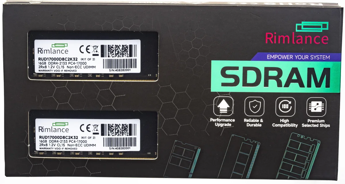 RIMLANCE RIMLANCE RUD17000D8C2K32 32GB (2x16GB) DDR4 2133 CL15 desktop RAM — product photo