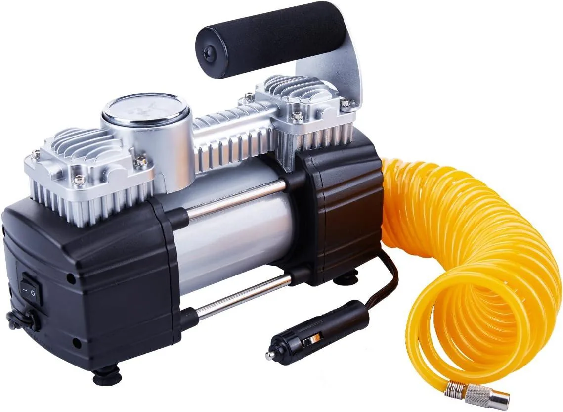 WUQ WUQ Twin Cylinder 12V 150PSI Car Tire Inflator with 5M Hose and Battery Clamp — product photo