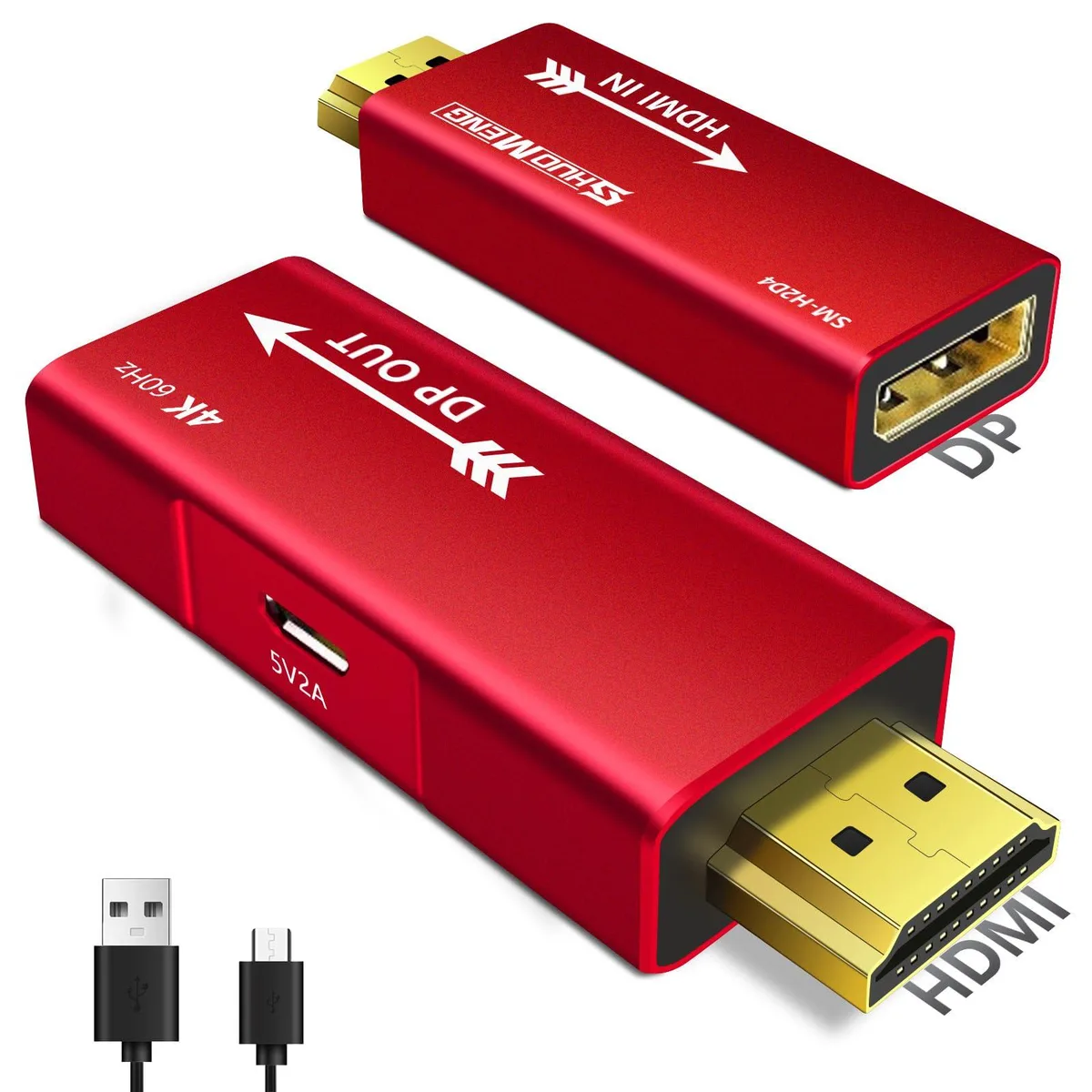 Vszerda Vszerda HDMI to DisplayPort Adapter 4K@60Hz 1080p@120Hz USB Power Aluminium Case data converter — product photo