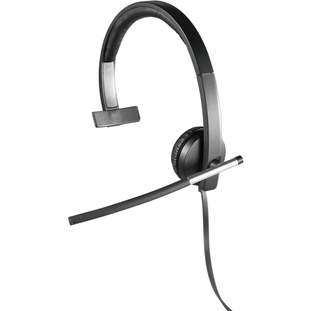 Single-ear wired headset with inline controls and LED call indicator