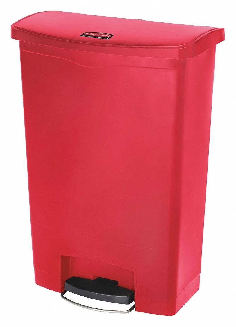 Rubbermaid Rubbermaid 1883570 24 gal. Rectangular Step Can, Flat, Red — product photo