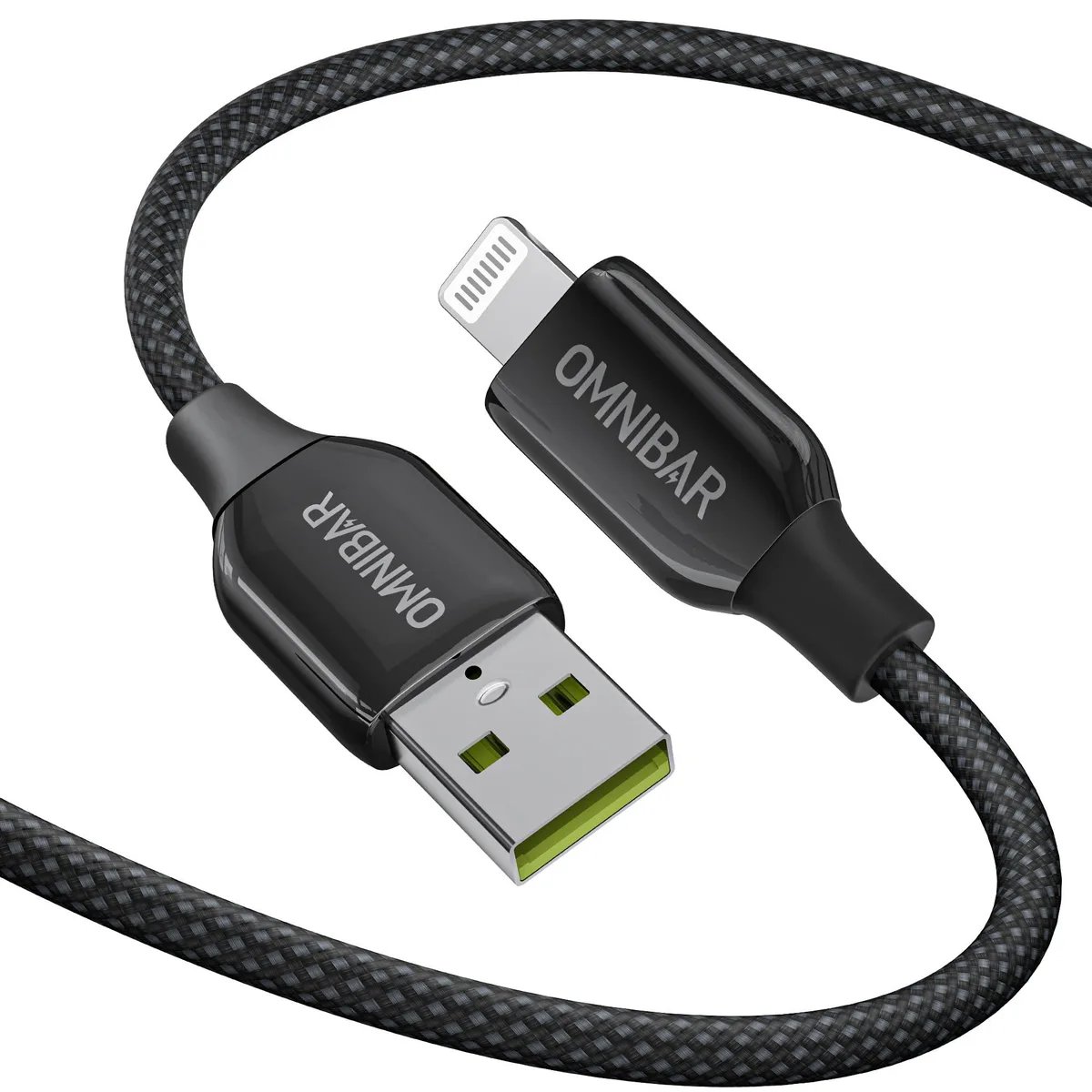  Omnicharge USB-A to Lightning Cable 6 ft Black MFi Certified 2.4A 480Mbps — product photo
