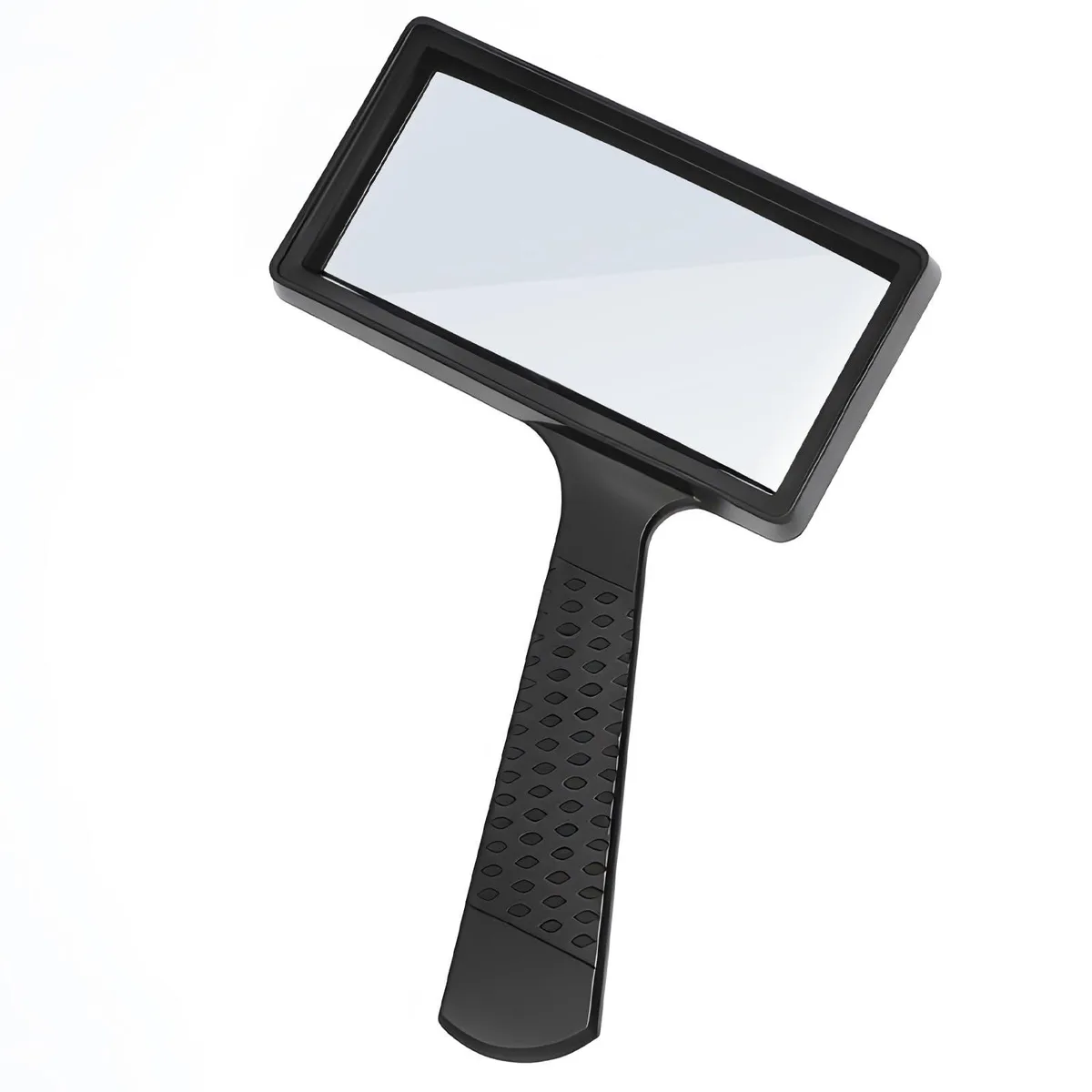 Black rectangular 10X glass magnifier with ABS handle, 12 pack