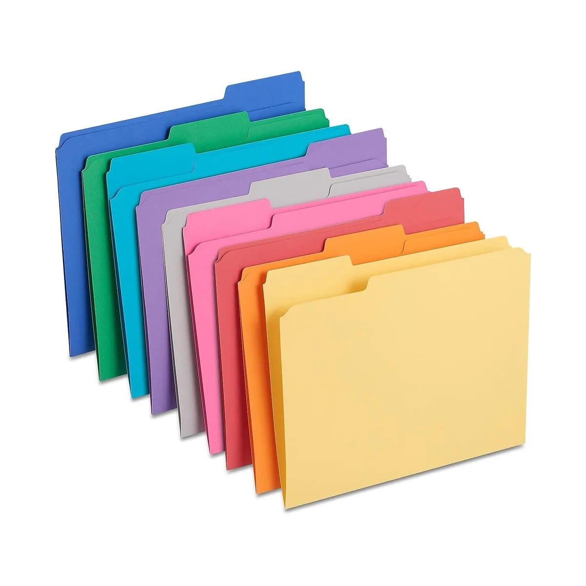 Box of 100 assorted color letter size file folders with 1/3-cut tabs