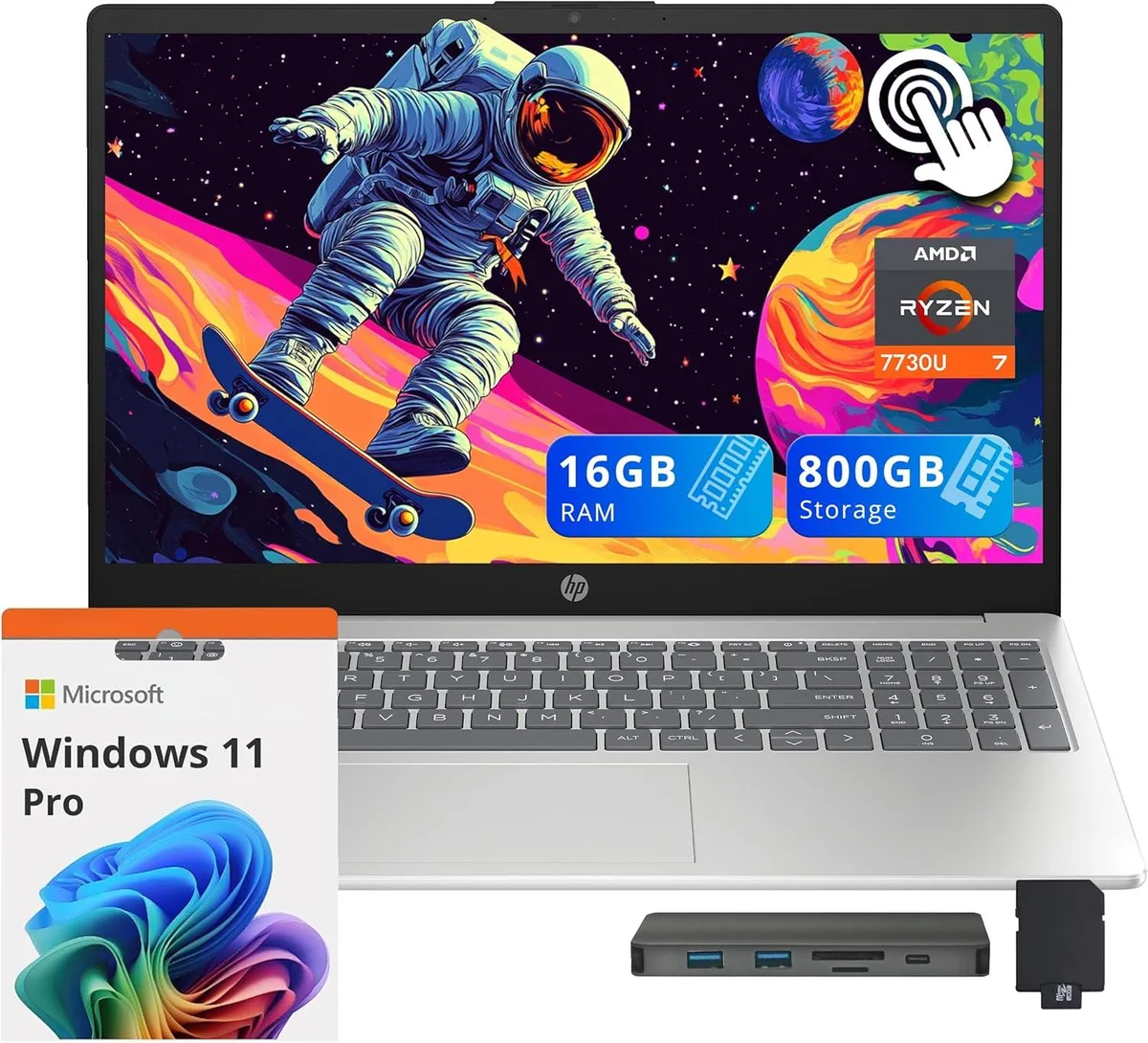 HP HP 15.6" FHD IPS Touch Business Laptop Ryzen 7 7730U 16GB 800GB Silver — product photo