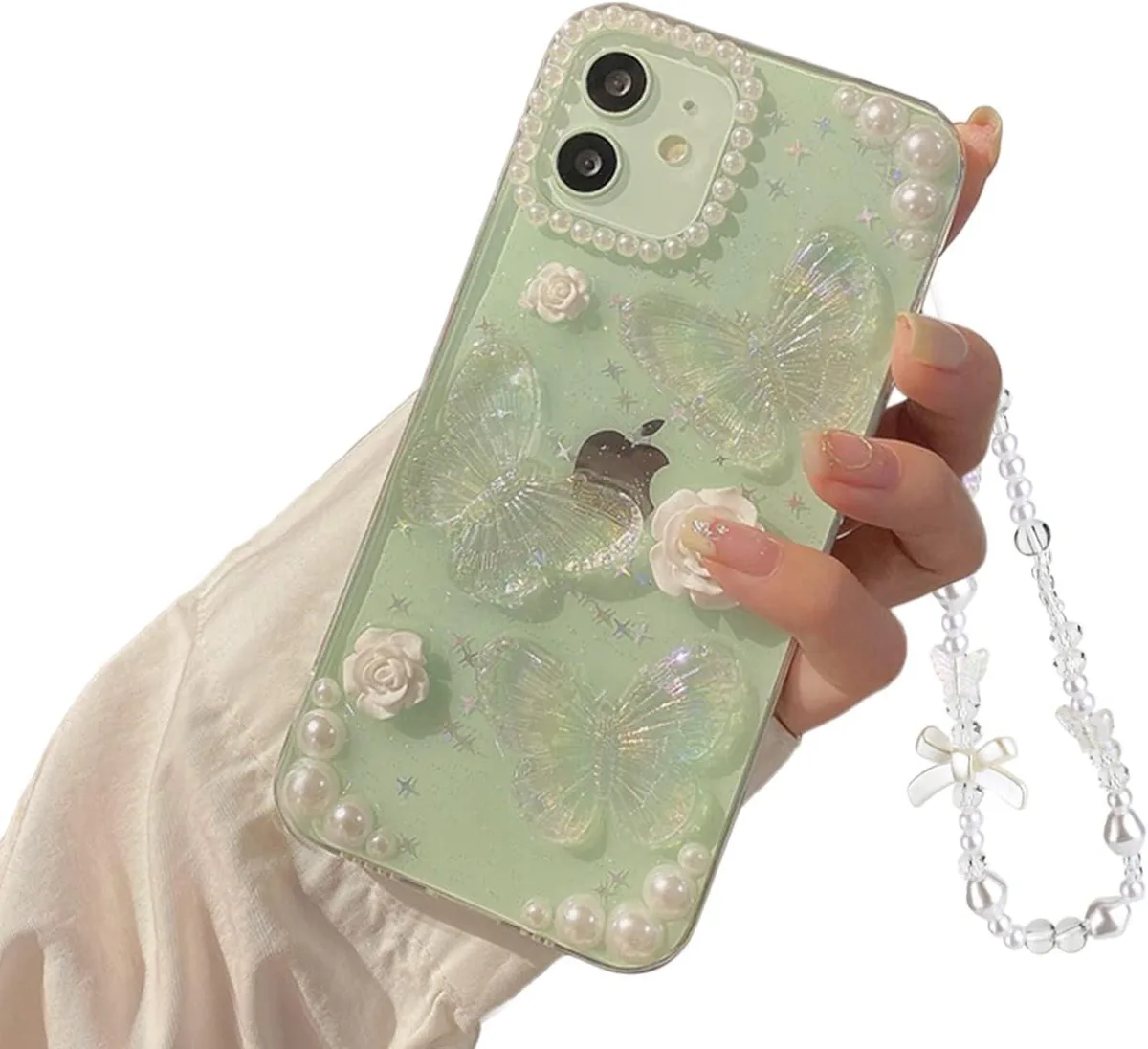 TAURKENAM TAURKENAM iPhone 12/12 Pro 3D Butterfly Floral Case with Chain Clear — product photo