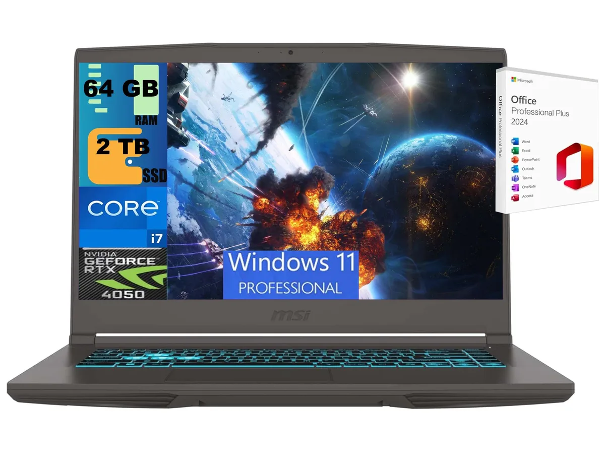 MSI MSI Thin 15 gaming laptop i7-13620H RTX 4050 64GB 2TB — product photo