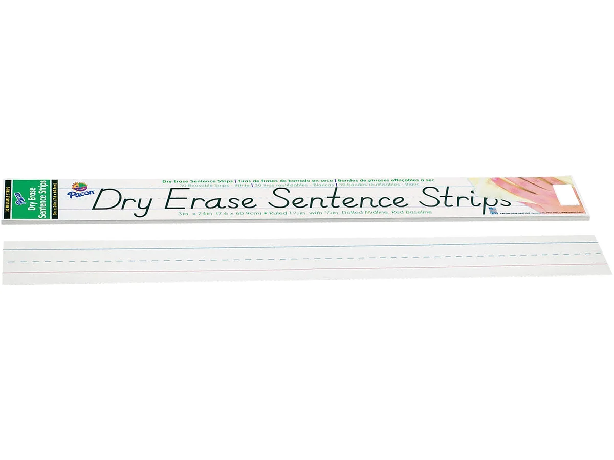 Pacon Pacon 5185 Dry-Erase White Sentence Strips 30 Pack — product photo
