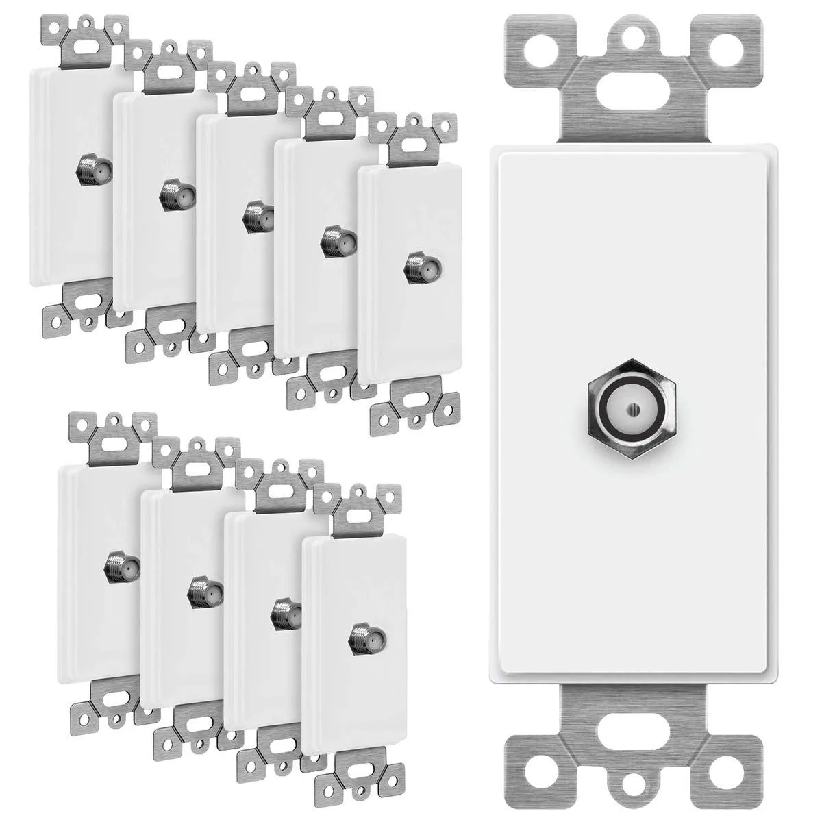 Enerlites 6505 F-Type F81 Coupler White 10 Pack — product photo