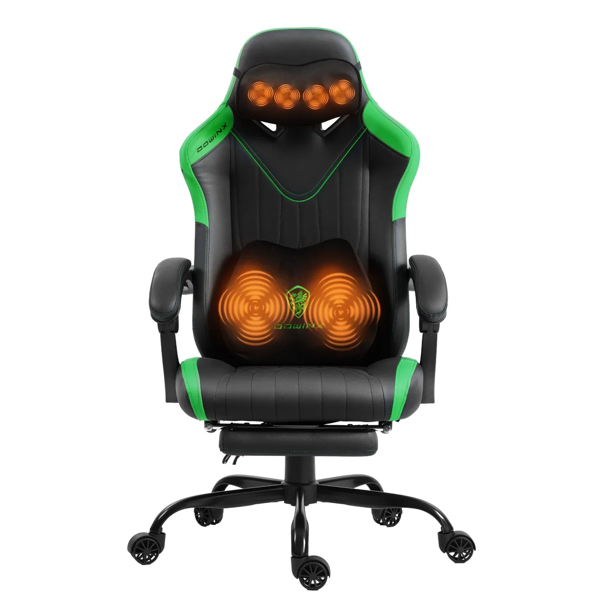 Dowinx Dowinx LS-6659A Gaming Chair, 300 lb, 145° Recline, Shiatsu Massage, Green — product photo