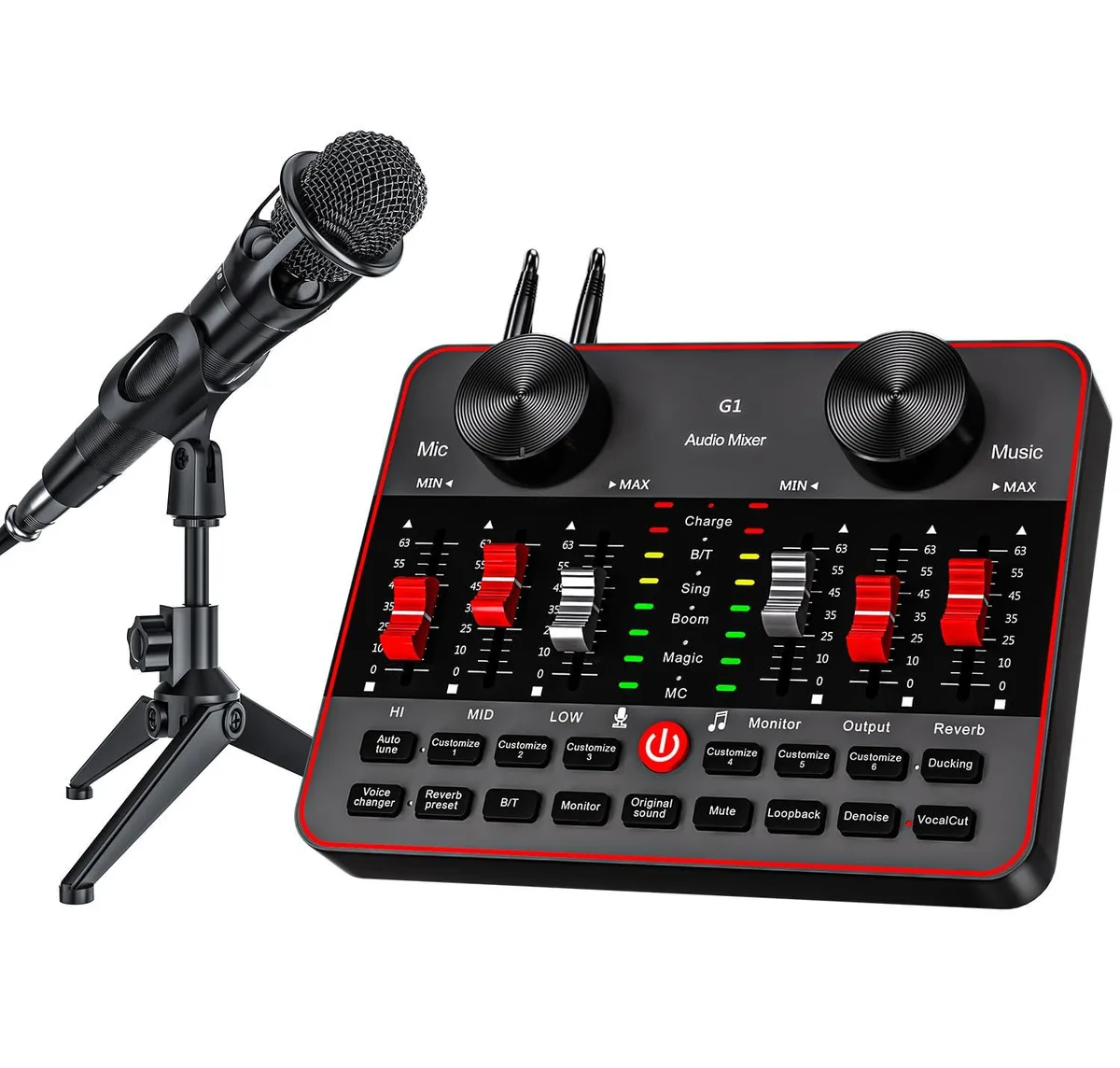 Audio-Technica G1+Mic Podcast Bundle with Mixer, 3.5mm Mic, Voice Changer, Black — product photo