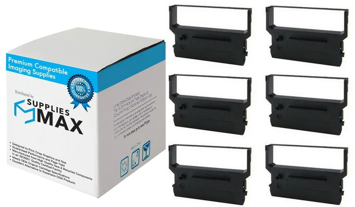 SuppliesMax SuppliesMax Verifone CRM-0023BK Black Printer Ribbon 6 Pack — product photo
