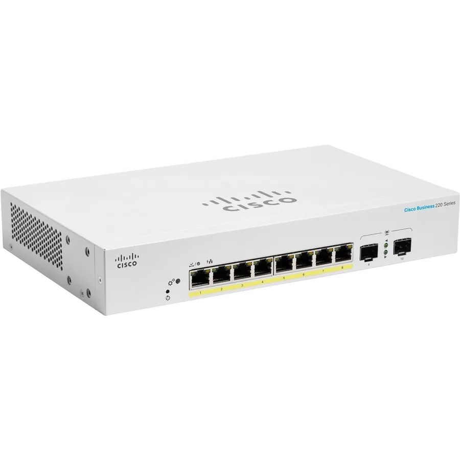 Cisco Systems, Inc. Cisco Systems, Inc. CBS2208PE2GNA 8-port PoE network switch 65 W 2 SFP — product photo