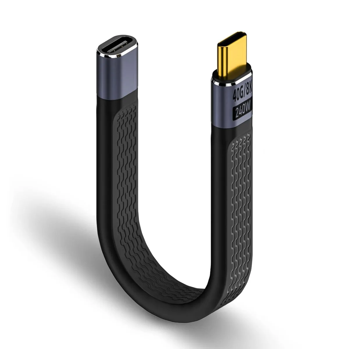 Short yellow USB-C extension cable with male-to-female connectors, 13 cm length
