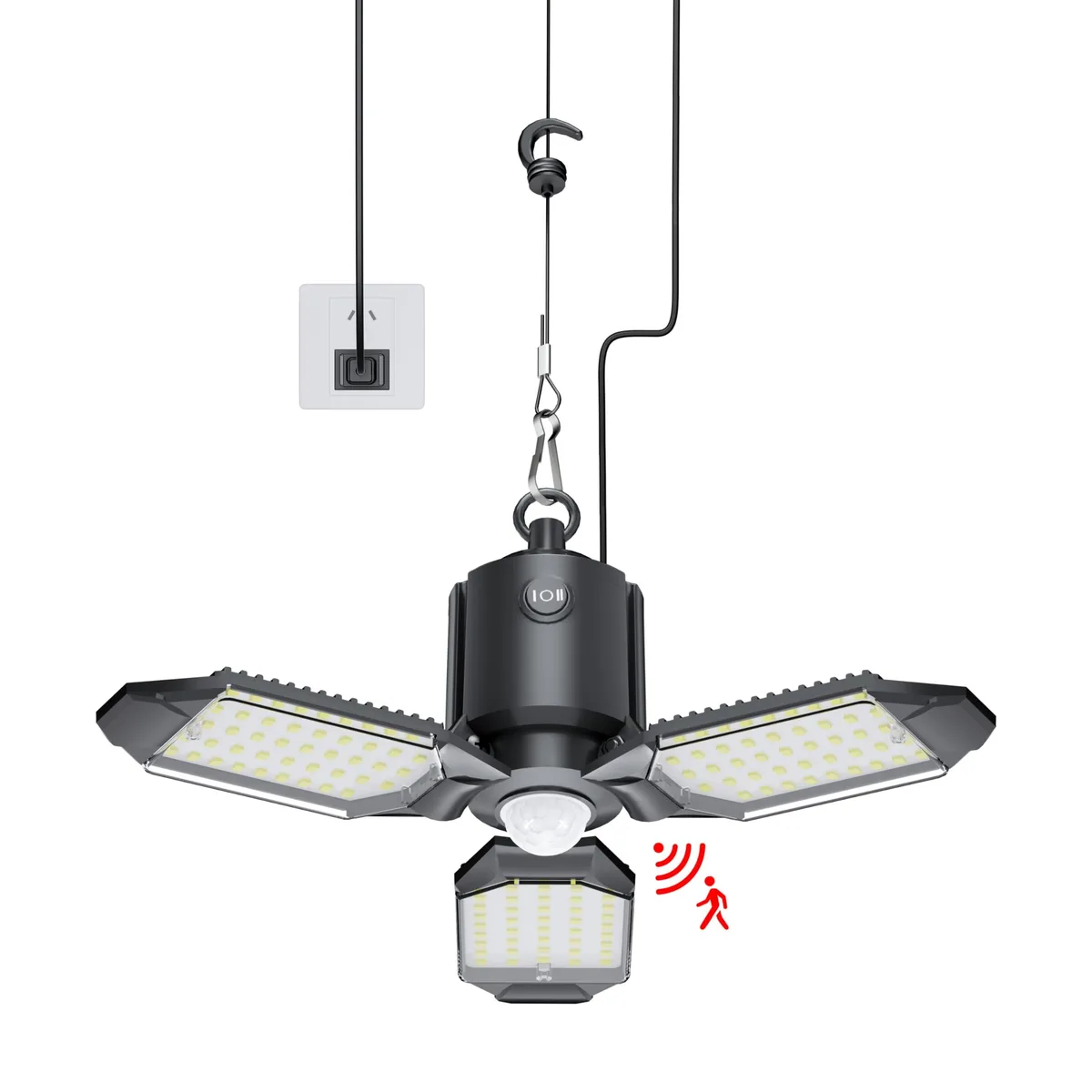 Baldwin 80W 8000LM Deformable LED Garage Light Motion Sensor — product photo