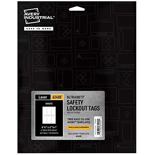 Avery Avery 62400 UltraDuty LOTO Tags 60ct 5.5" x 2.83 — product photo