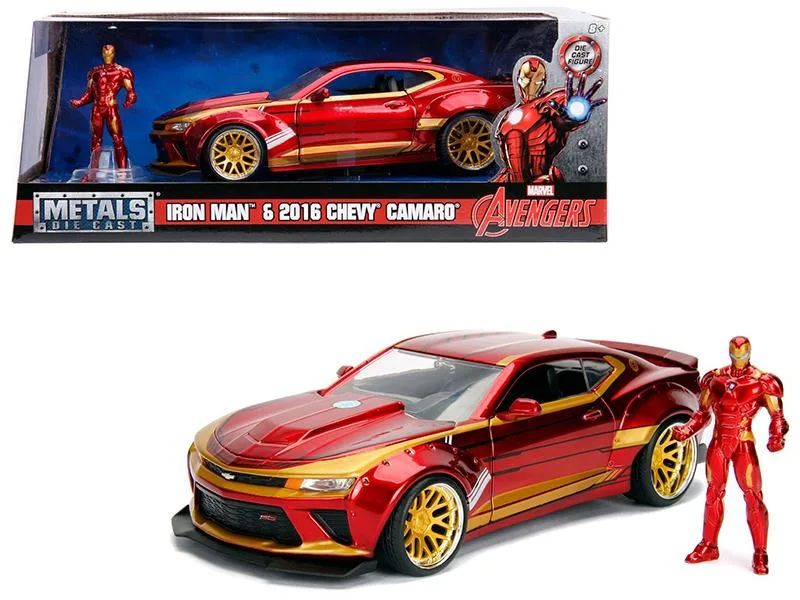 Jada Jada 2016 Chevrolet Camaro 1:24 Scale with Iron Man Figure — product photo
