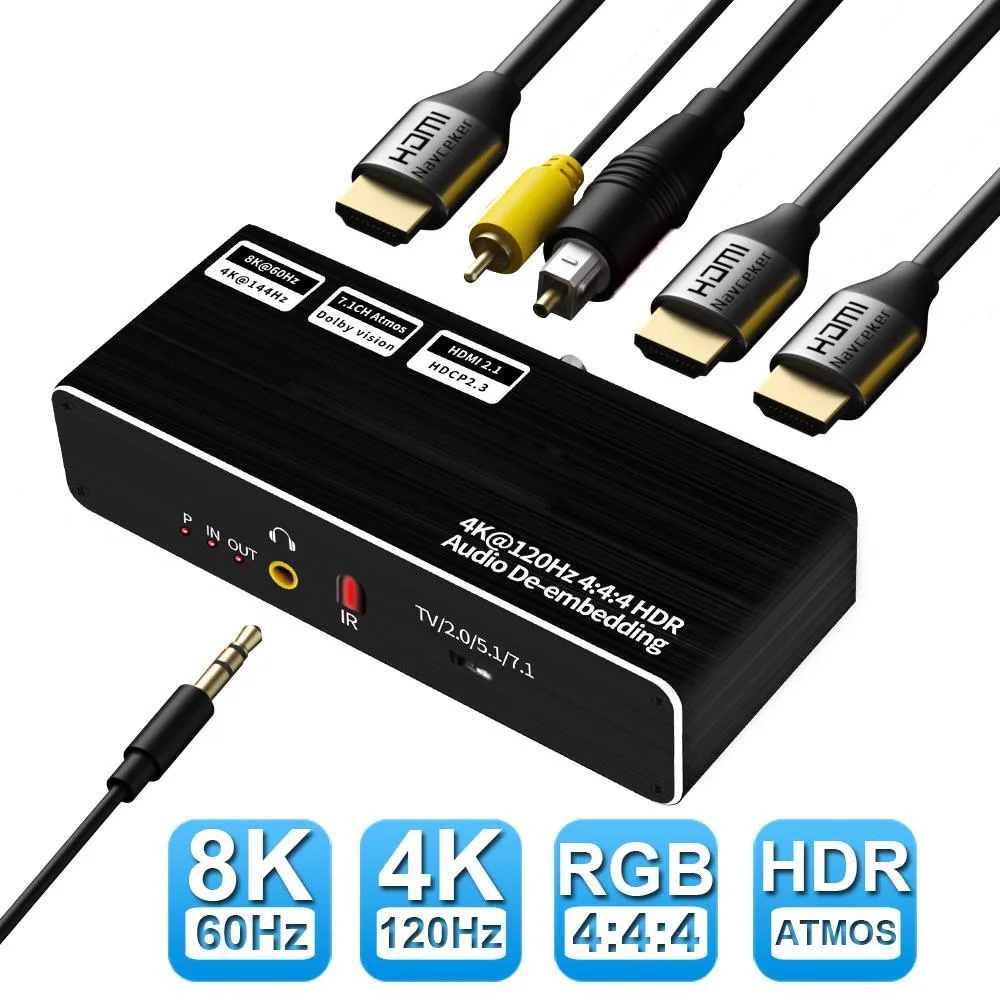 LUOM LUOM OZ8V1 8K 60Hz HDMI 2.1 Splitter Audio Extractor SPDIF Jack — product photo