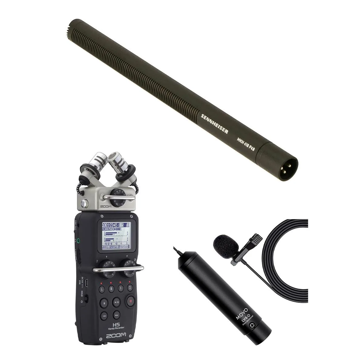 Sennheiser Sennheiser MKH-416 Shotgun Mic Bundle with Zoom H5 &amp; LV4-O Lavalier — product photo