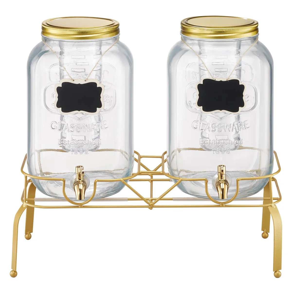VEVOR VEVOR Dual Cylinder Beverage Dispenser 2 x 2 Gallon Glass with Metal Stand — product photo