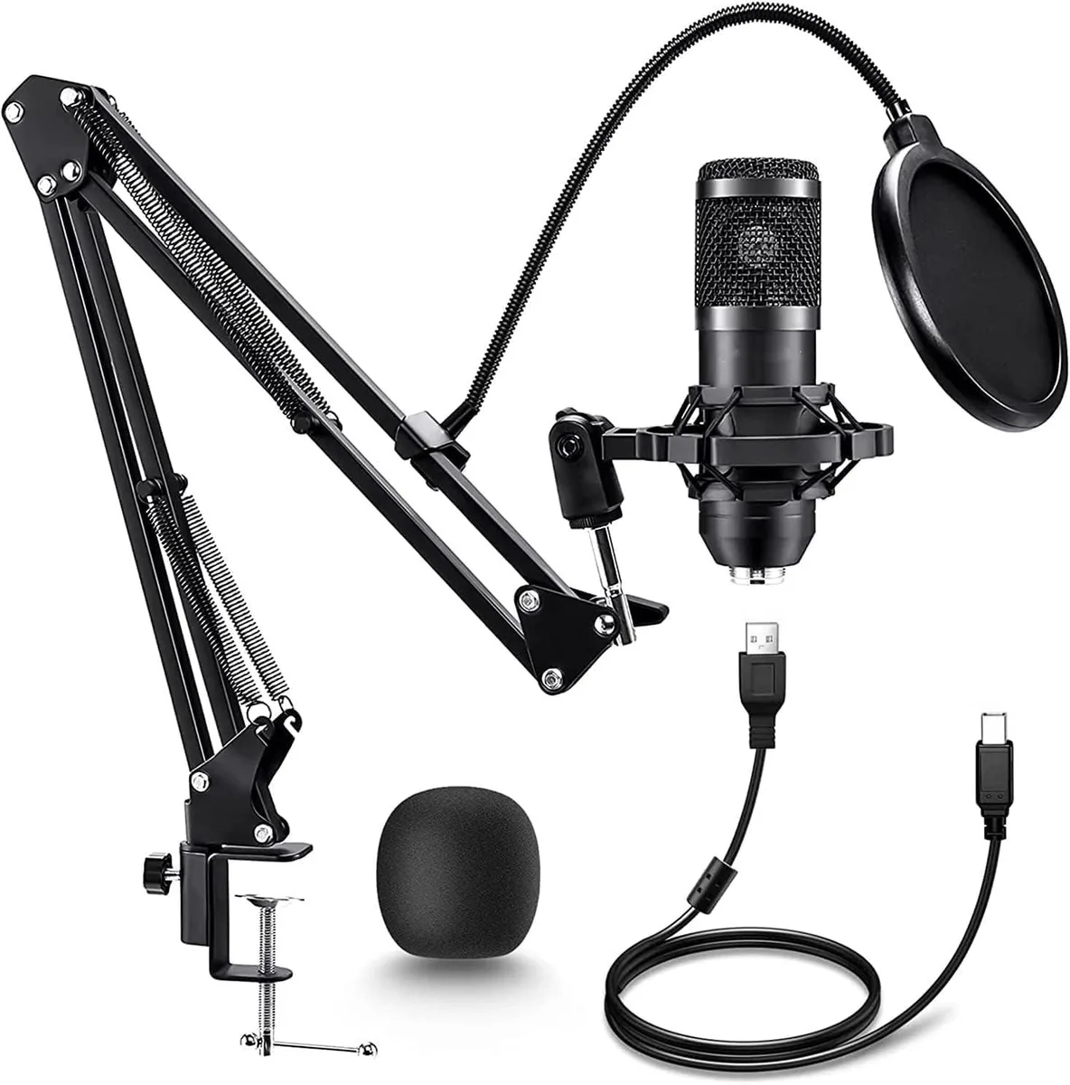 Adiven Adiven AD-MICP01 192kHz/24Bit USB Condenser Microphone Kit with Boom Arm — product photo