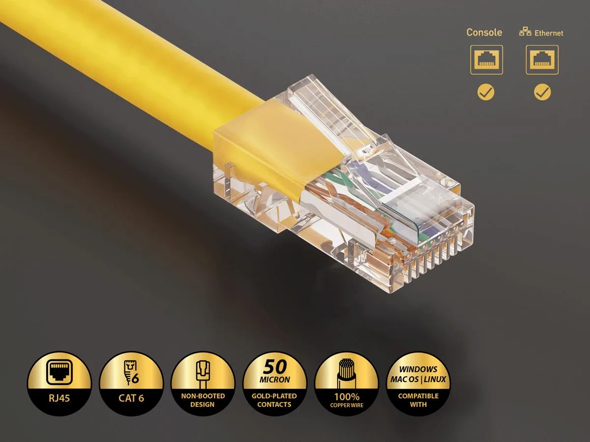 Cable Leader Cable Leader 14ft Cat6 Non-Booted Ethernet Cable Yellow 24AWG 550MHz — product photo