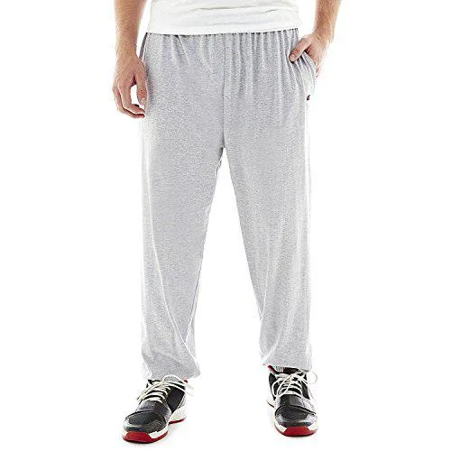 Grey heather joggers with elastic cuffs and drawstring waist